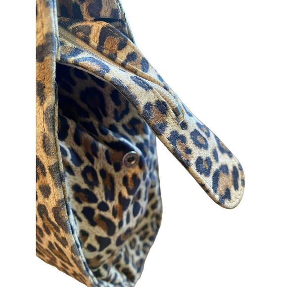 Charles Jourdan Leapord Print Structured Suede Small Tote - Picture 5 of 10